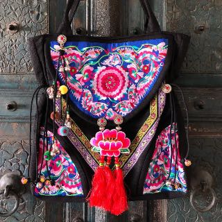 boho zwarte shopper roze bloem boho zwarte shopper roze bloem